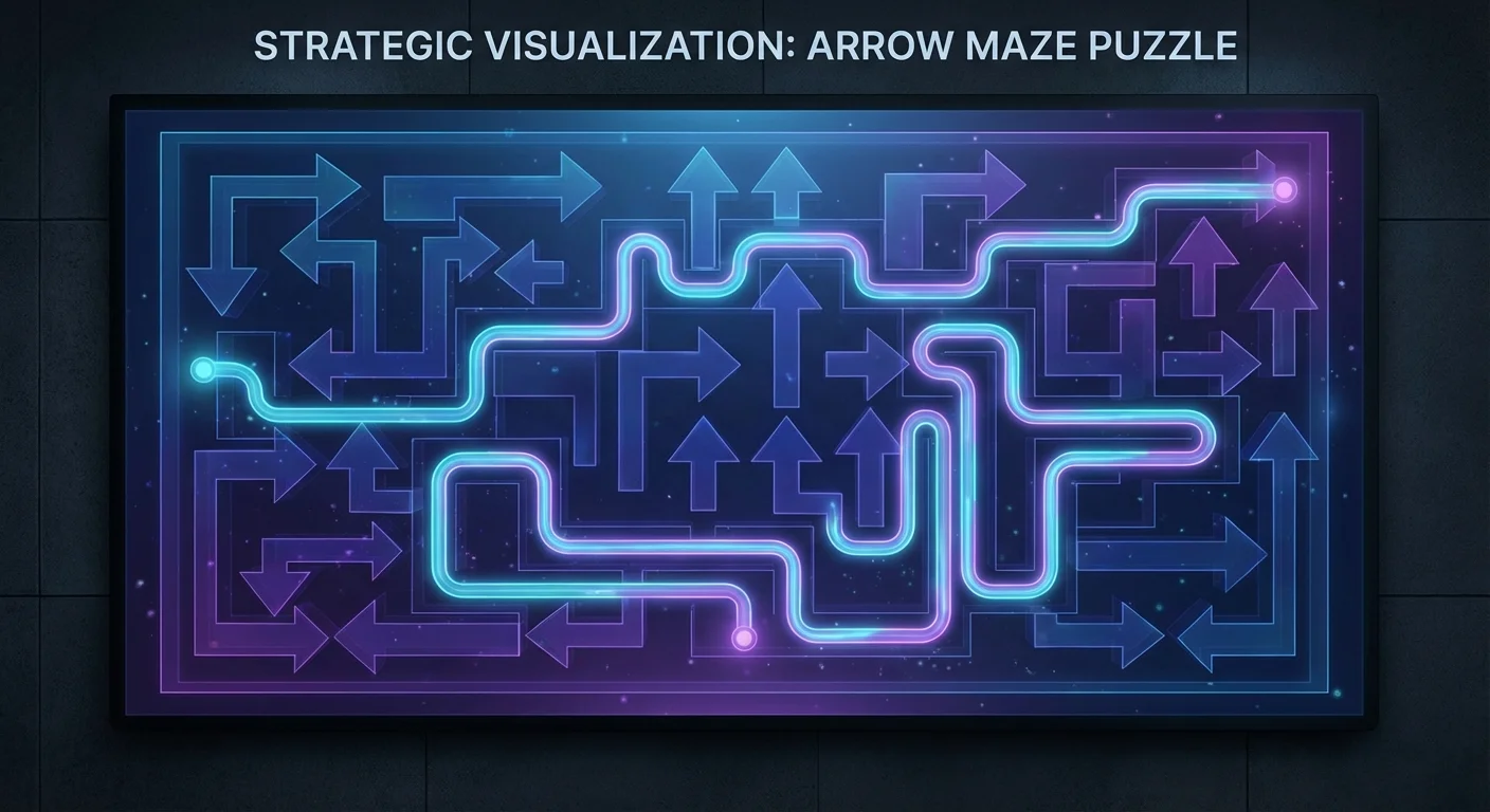 Arrow Maze pathfinding strategies with glowing directional arrows