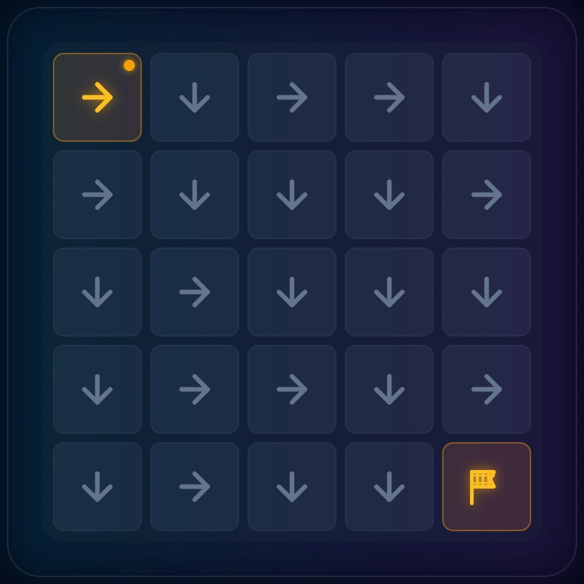 5x5 Arrow Maze initial state for worked example