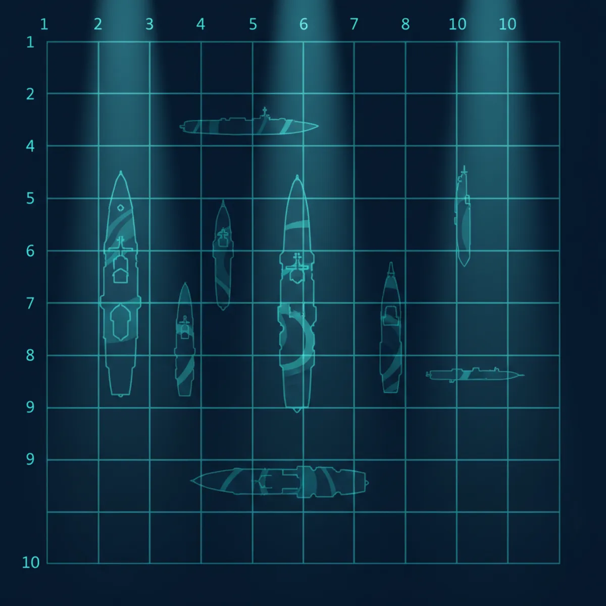 Battleships puzzle showing hidden fleet being discovered through logic