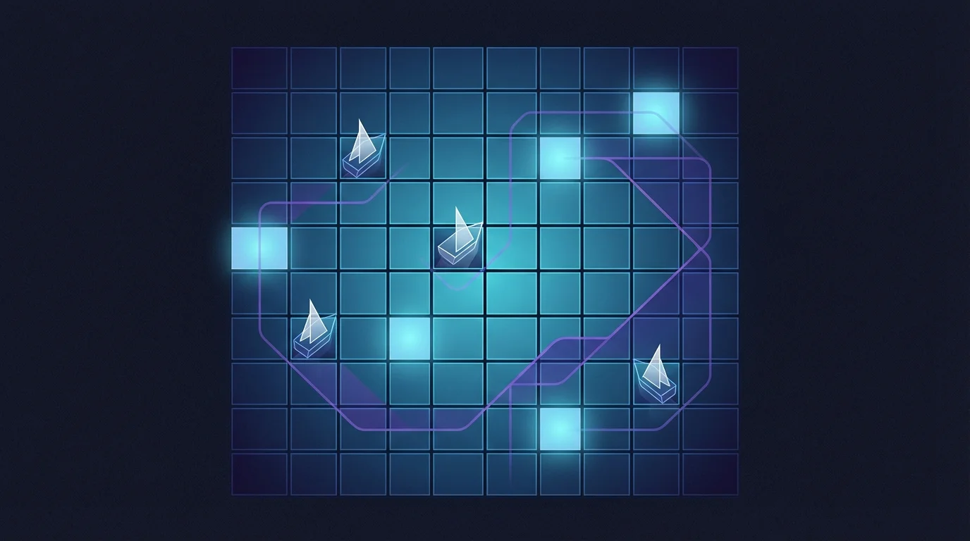 Battleships puzzle strategies showing fleet hunting techniques