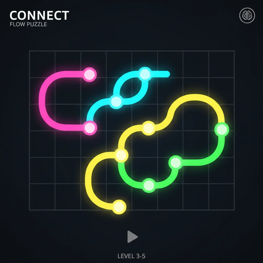 A sample Connect puzzle grid with colored dots