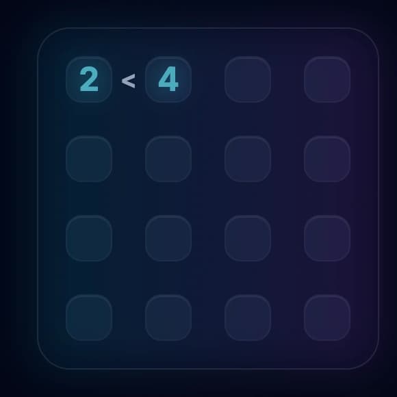 Two cells with inequality showing 2 < 4