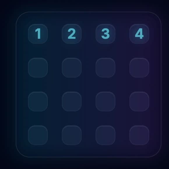 Row showing unique digits 1-4