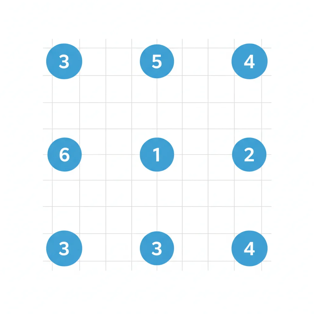 A sample Hashi puzzle grid with numbered islands
