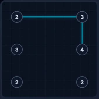Hashi puzzle showing Step 2 progress with bridges highlighted