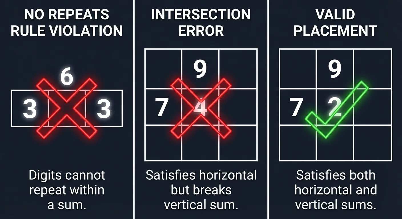 Common Kakuro mistakes illustration