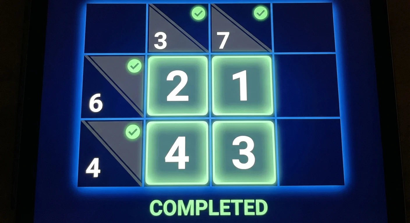 Fully solved Kakuro puzzle