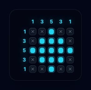 The fully solved Nonogram puzzle revealing a diamond
