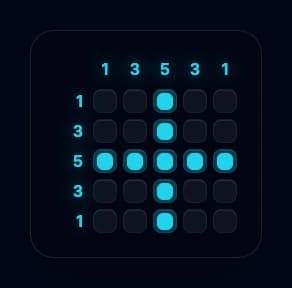 Nonogram puzzle showing Step 2 progress with cross pattern