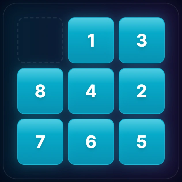 After moving tile 1 toward top-left position