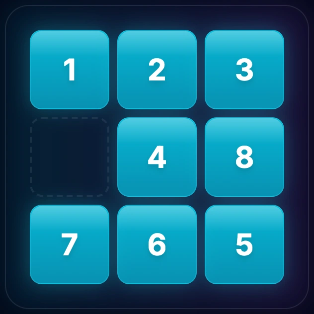 Top row complete with tiles 1, 2, 3 in position