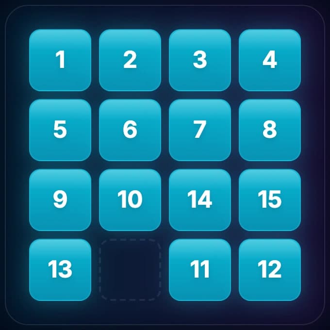 4x4 sliding puzzle showing mid-rotation in the 2x3 zone