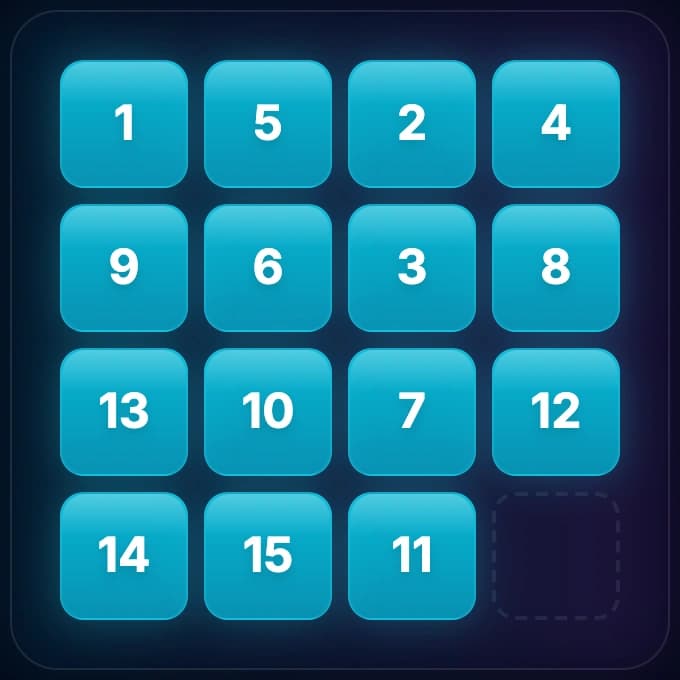 4x4 sliding puzzle with tile 1 in top-left corner