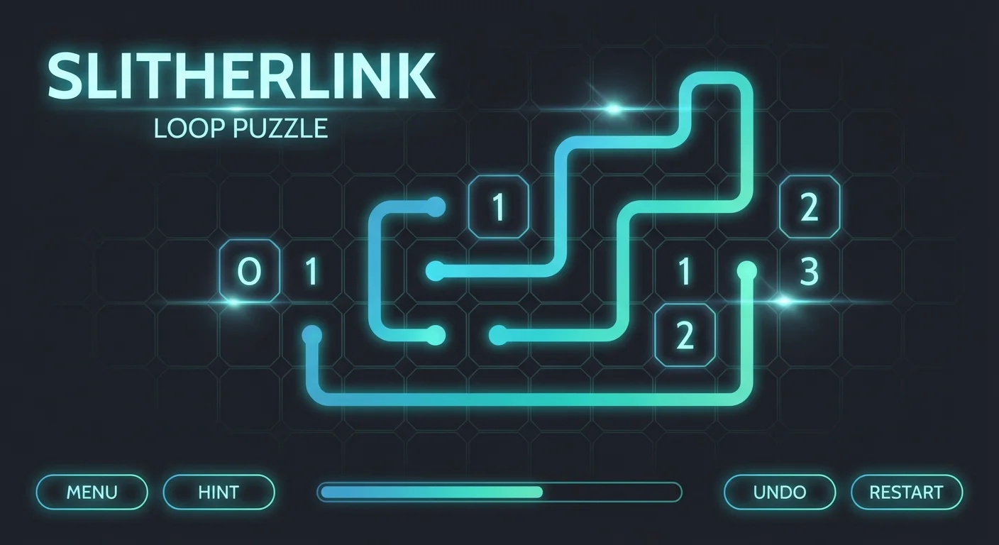 A beautifully designed Slitherlink puzzle with an elegant loop path