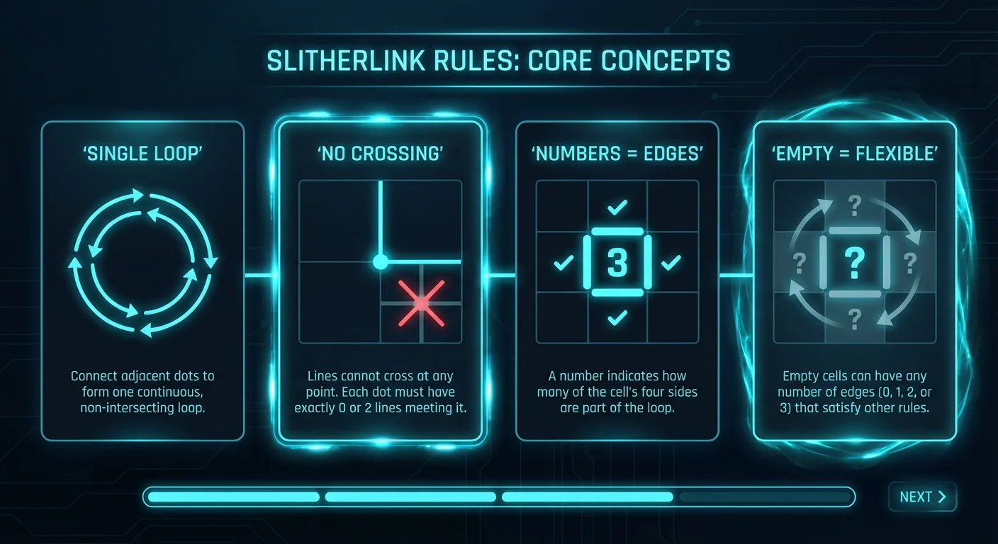 Visual summary of the four Slitherlink rules