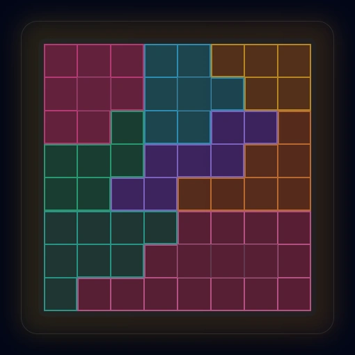 Empty 8x8 Star Battle grid with 8 colored regions