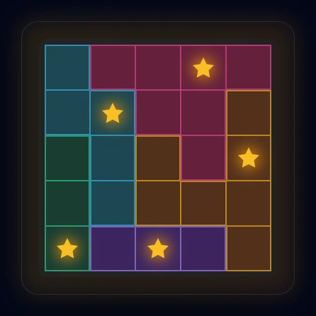 Complete solution with all 5 stars placed