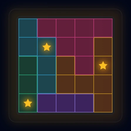Step 6: E's star placed at position (4,2)