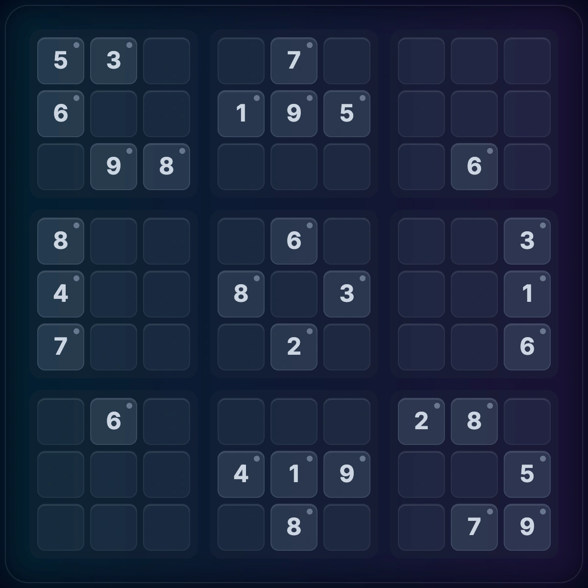 A 9x9 Sudoku grid with approximately 35 givens