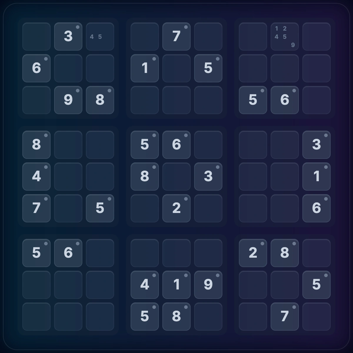 Pointing pair demonstration showing candidate confined to one row within a box