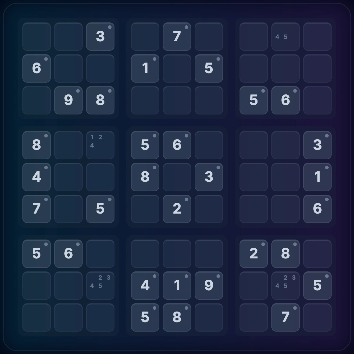 X-Wing pattern in Sudoku grid showing rectangular formation