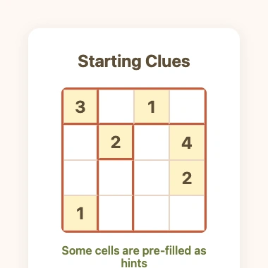 Suguru grid with some pre-filled starting clues