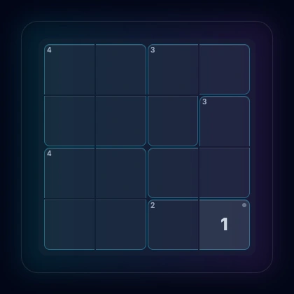4x4 grid with single-cell region containing 1