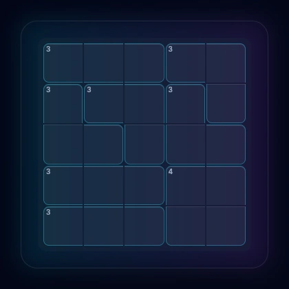 5x5 grid highlighting a cell touching multiple regions