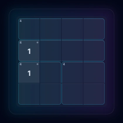 4x4 grid demonstrating forced single placement