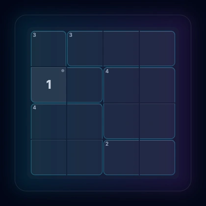 4x4 grid showing L-shaped region with corner-to-tip relationship